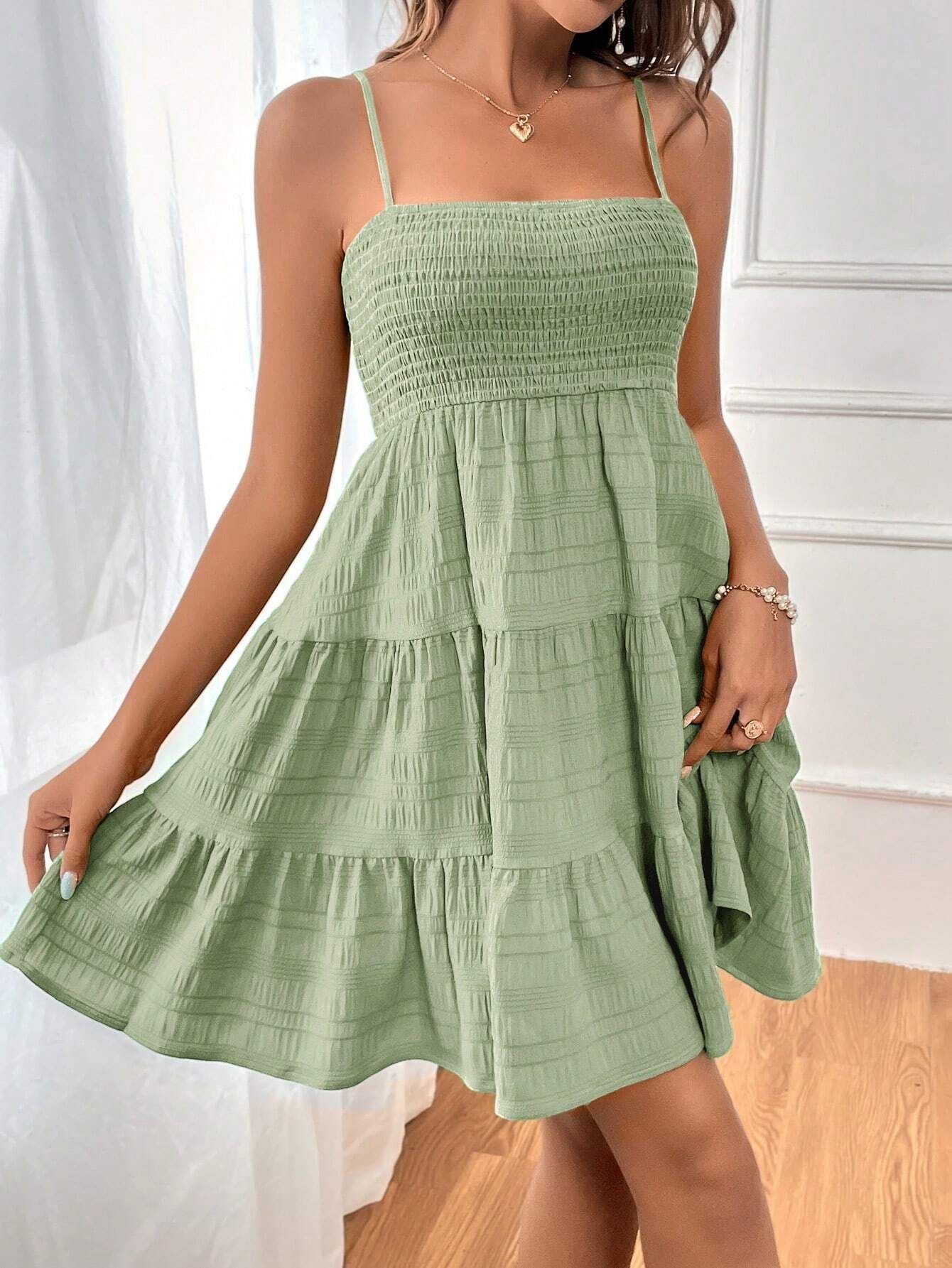 Wholesale Women's Summer Arrival Thin Sling Solid Color All-match Textured Dress